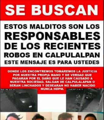 Habitantes amenazan a ladrones en Calpulalpan