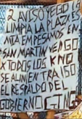 Aparece narco manta del CJNG en Cuautlancingo