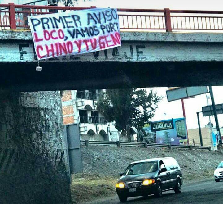 Nueva narco manta aparece en Texmelucan