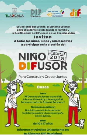 Invita DIF estatal a participar en la Elección del Niño Difusor 2018