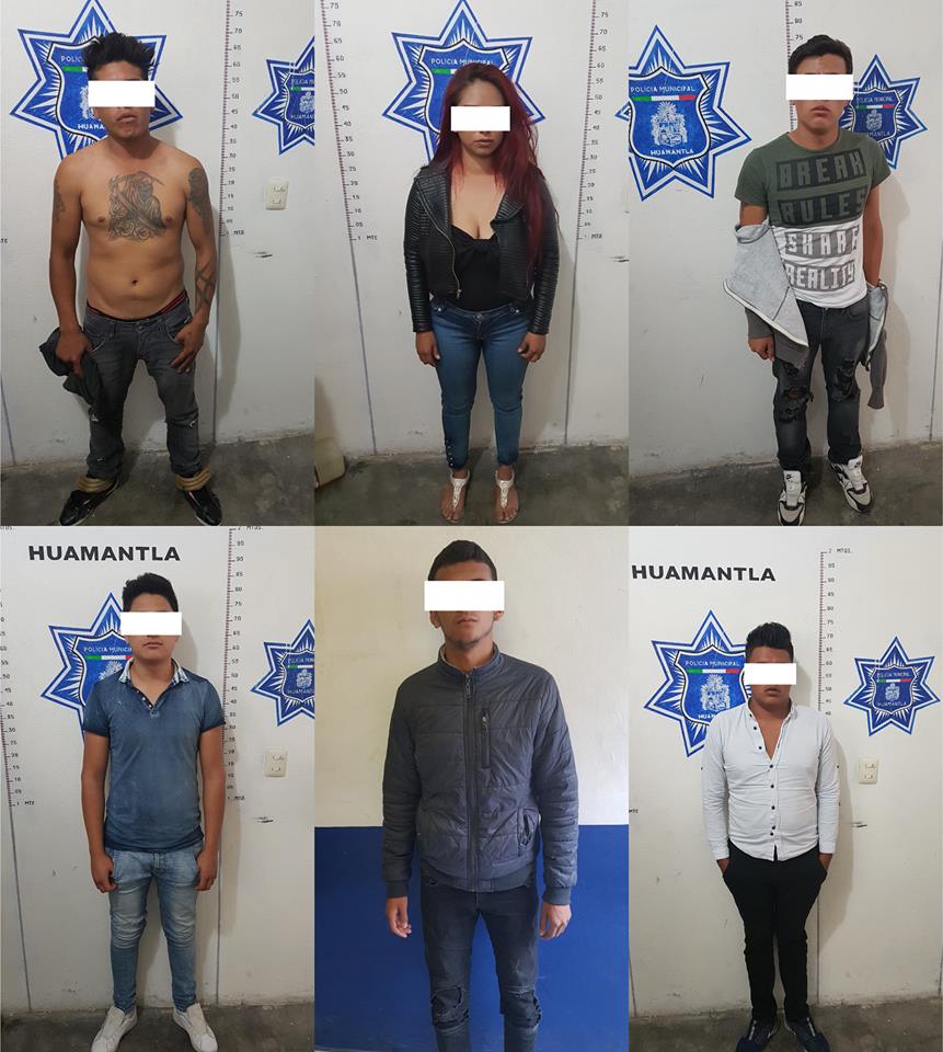 Detienen en Huamantla a 6 jóvenes por asalto con violencia