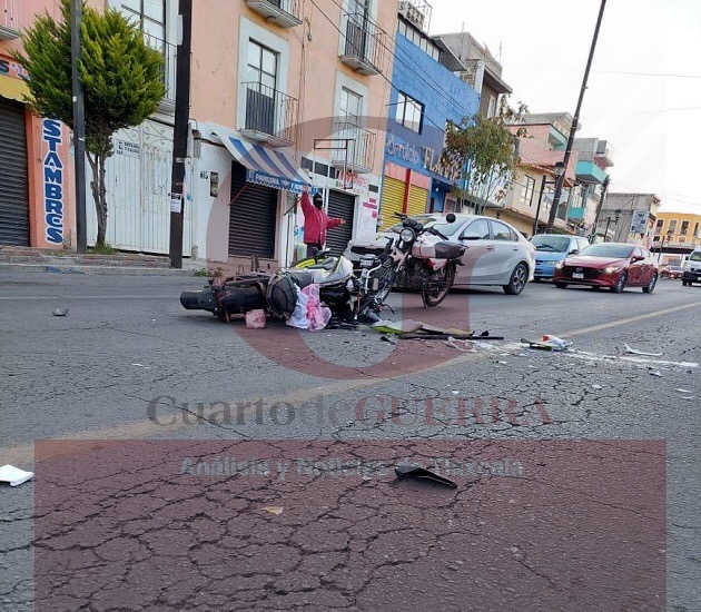 Menor de edad resulta herido tras accidente de motocicleta, en Totolac