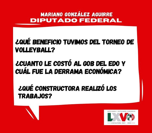 Plantea Mariano González Aguirre exhorto al gobierno de Tlaxcala sobre Tour Mundial de Voleibol