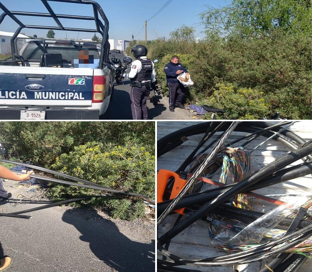 Frustra policía de Apizaco robo de cable telefónico