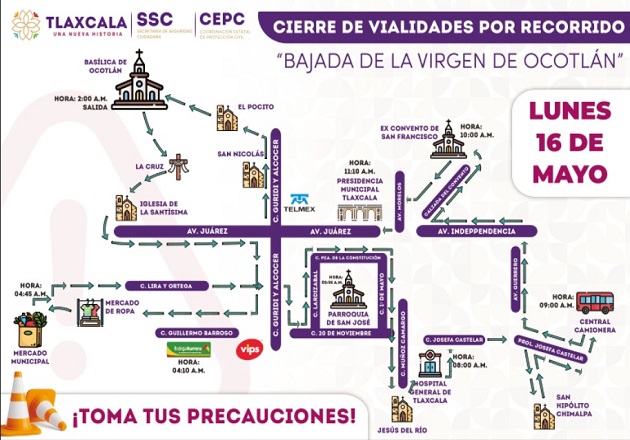 Emite Protección Civil recomendaciones ante la Bajada de la Virgen de Ocotlán