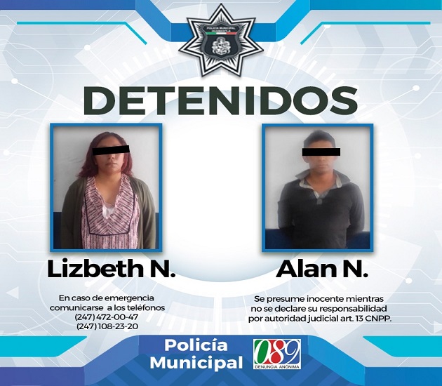 Pone a disposición Policía de Huamantla a dos personas por robo a tienda de conveniencia