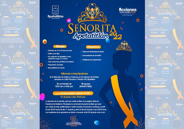 Lanzan convocatoria para elegir a la Señorita Apetatitlán 2022
