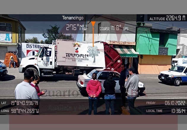 Camión recolector de basura de Teolocholco brinda servicio en Tenancingo