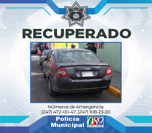 Localiza Seguridad Pública de Huamantla vehículo con reporte de robo