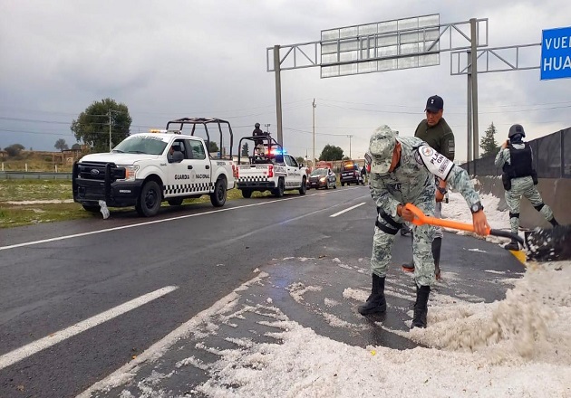 Trabajaron Ayuntamiento de Huamantla, Ejército y Guardia Nacional para atender afectaciones por tromba