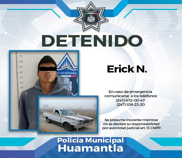 En el acto, detiene Policía de Huamantla a individuo robando en terrenos de labor