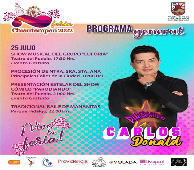 Hoy, en la Feria Chiautempan 2022 se presentará totalmente gratis el show cómico ‘Parodiando’
