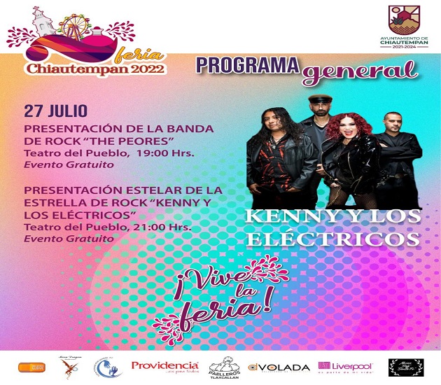 Hoy, la estrella de rock 'Kenny y los Eléctricos' gratis en la Feria de Chiautempan