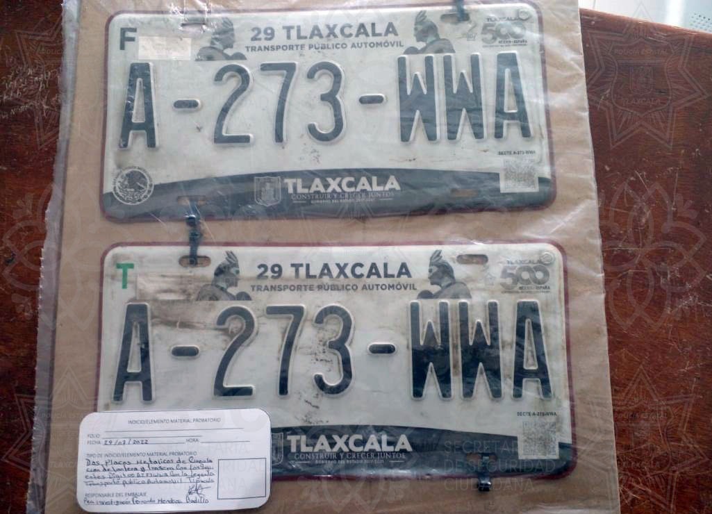Halla SSC placas con reporte de robo en Tlaxco