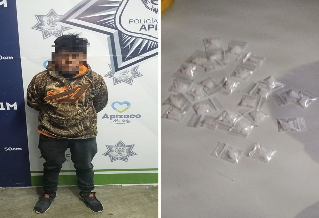 Detiene policía de Apizaco a posible distribuidor de droga