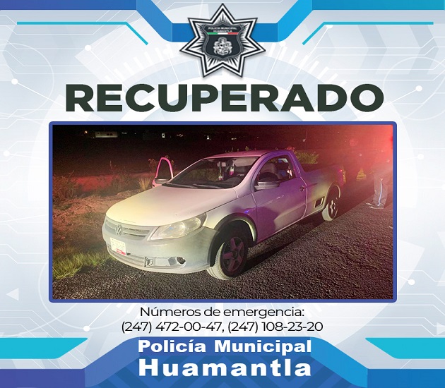 Recupera Policía de Huamantla camioneta con reporte de robo