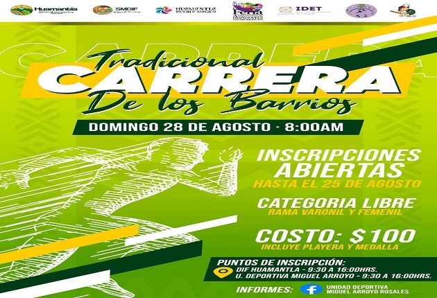 Invita Ayuntamiento de Huamantla a participar en la ‘Carrera de los Barrios’