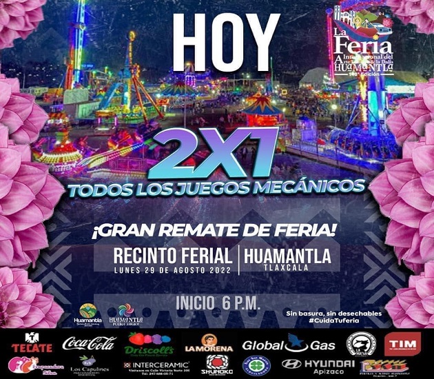 Cierra la Feria de Huamantla 2022 con juegos mecánicos al 2x1