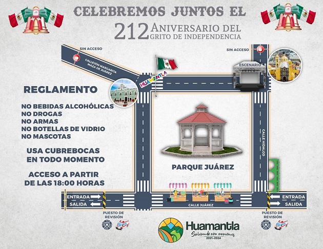 Invita Ayuntamiento de Huamantla a la celebración de la Noche Mexicana en el Parque Juárez