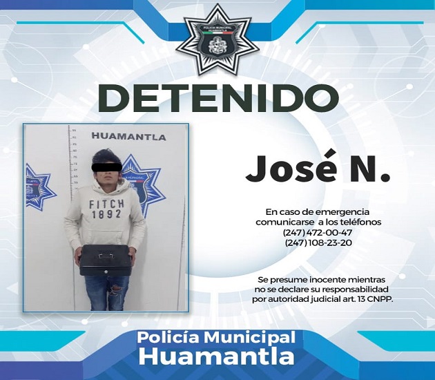 Policía de Huamantla captura a asaltante de comercio en plena huida