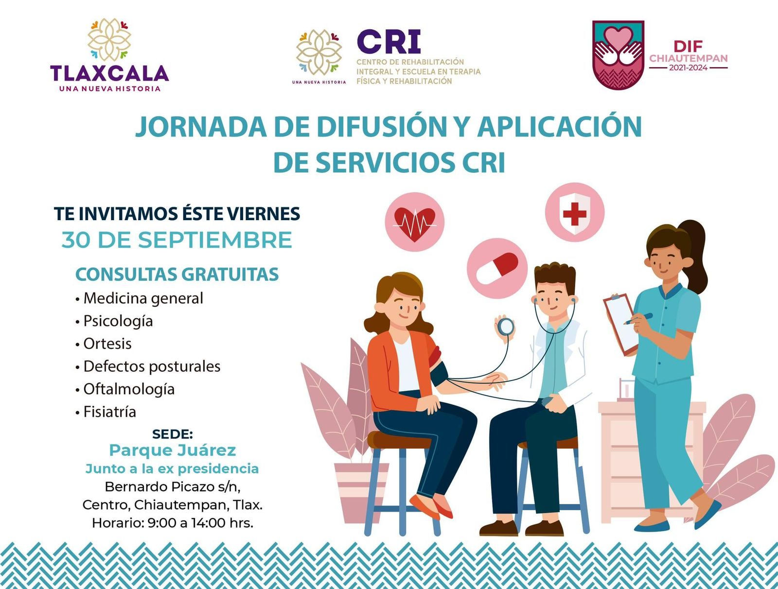 Otorgarán en Chiautempan consultas médicas gratuitas este 30 de septiembre