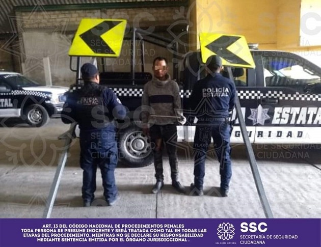 Detiene SSC a una persona por el probable delito de robo de señalética