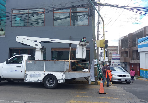 Vandalizan semáforos del centro de Zacatelco