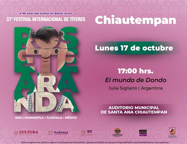 Este lunes 17 de octubre, segunda función de títeres en Chiautempan
