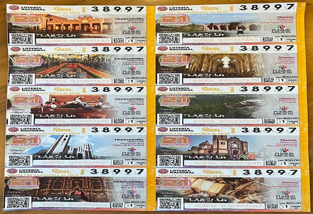 Huamantla presente en billetes de la Lotería Nacional