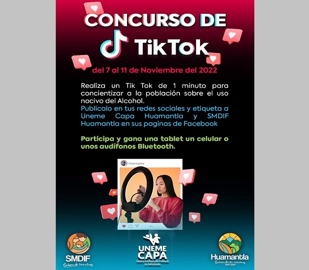 Invita SMDIF Huamantla a participar en concurso de Tik Tok para prevenir el consumo del alcohol