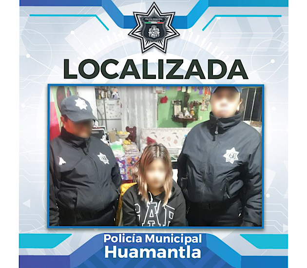 Localiza Policía de Huamantla a menor reportada por sus familiares como no localizada