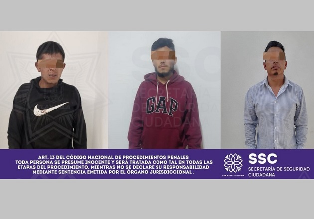 Tres detenidos por diferentes delitos; uno por robo, otro por daños a propiedad ajena y otro por lesiones