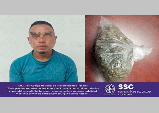 Detienen a sujeto en Chiautempan por posesión de enervantes