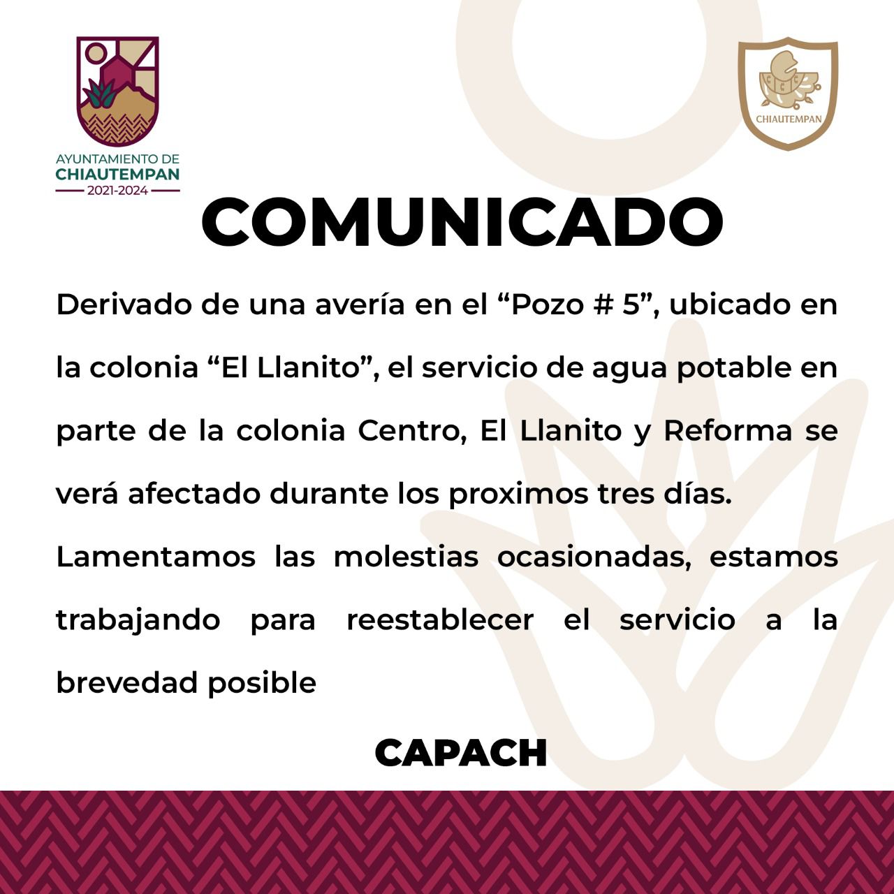 Realiza Capach maniobras de reparación en el pozo del Llanito