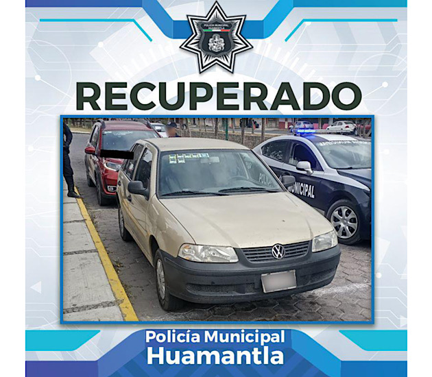 Recupera Dirección de Seguridad Pública de Huamantla vehículo con reporte de robo