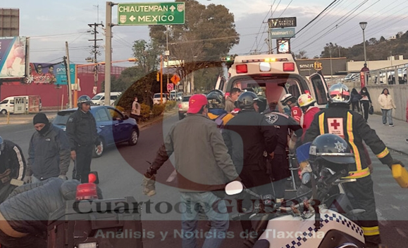 Motociclista repartidor se entierra pedal al accidentarse en Tlaxcala