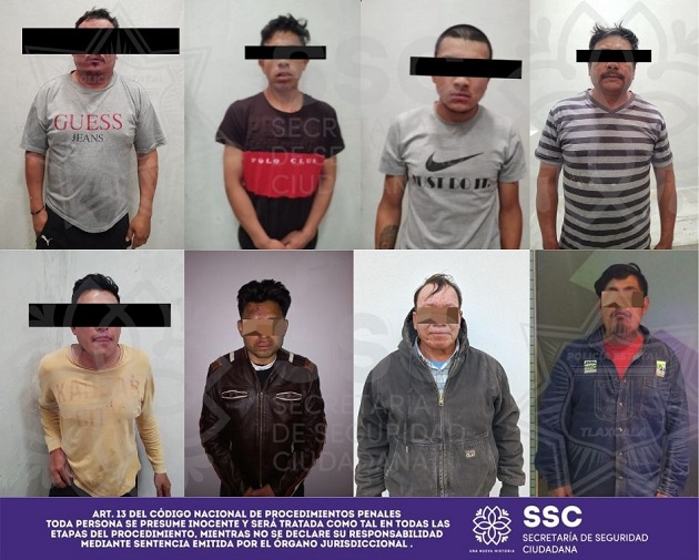 Ocho detenidos por alterar el orden y la paz social