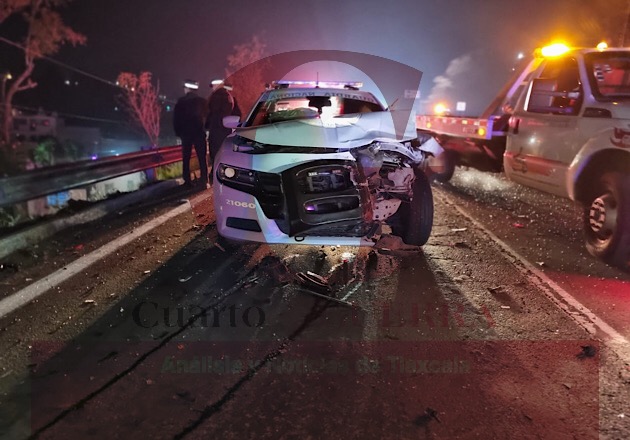 Unidad de Guardia Nacional embiste a patrulla en la Tlaxcala-Apizaco