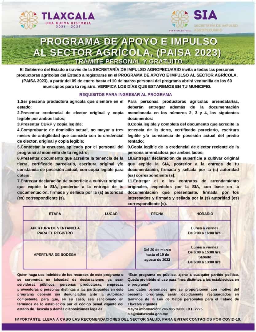Invitan en Chiautempan a registrarse en el PAISA 2023