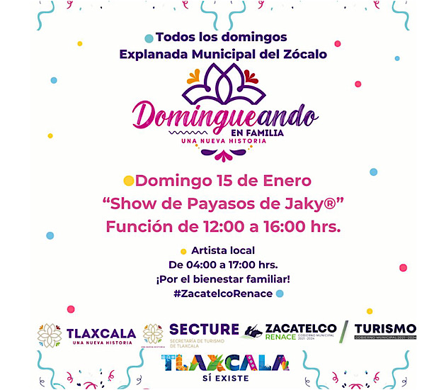 Arranca 'Domingueando en Familia en Zacatelco', el próximo 15 de enero, con eventos gratis