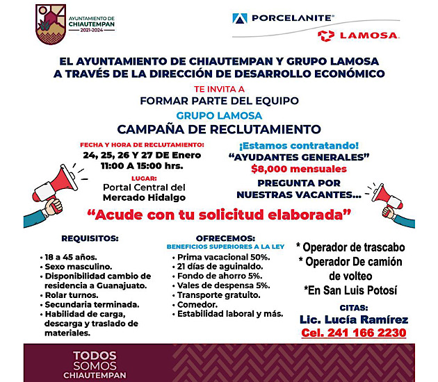 Vacantes disponibles en Grupo Lamosa para trabajar en Guanajuato y San Luis Potosí
