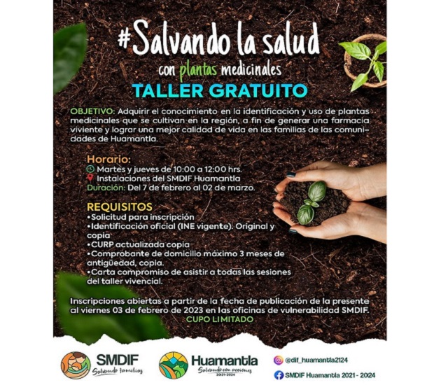 Invita SMDIF Huamantla al taller ‘Salvando la salud con plantas medicinales’