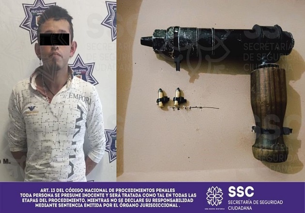 Lo detienen por portación de arma de fuego, en Apizaco