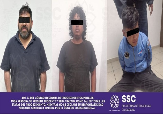 Tres presuntos responsables de violencia de género y daños, detenidos en municipios de Tlaxcala