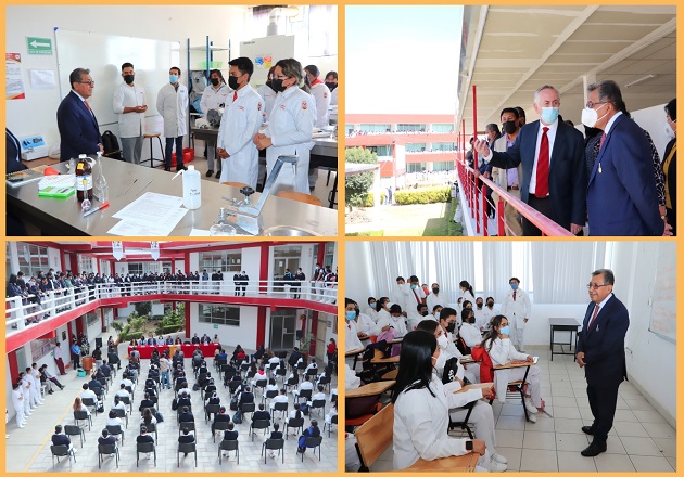 Autoridades de la UATx recorren instalaciones de la Facultad de Ciencias de la Salud