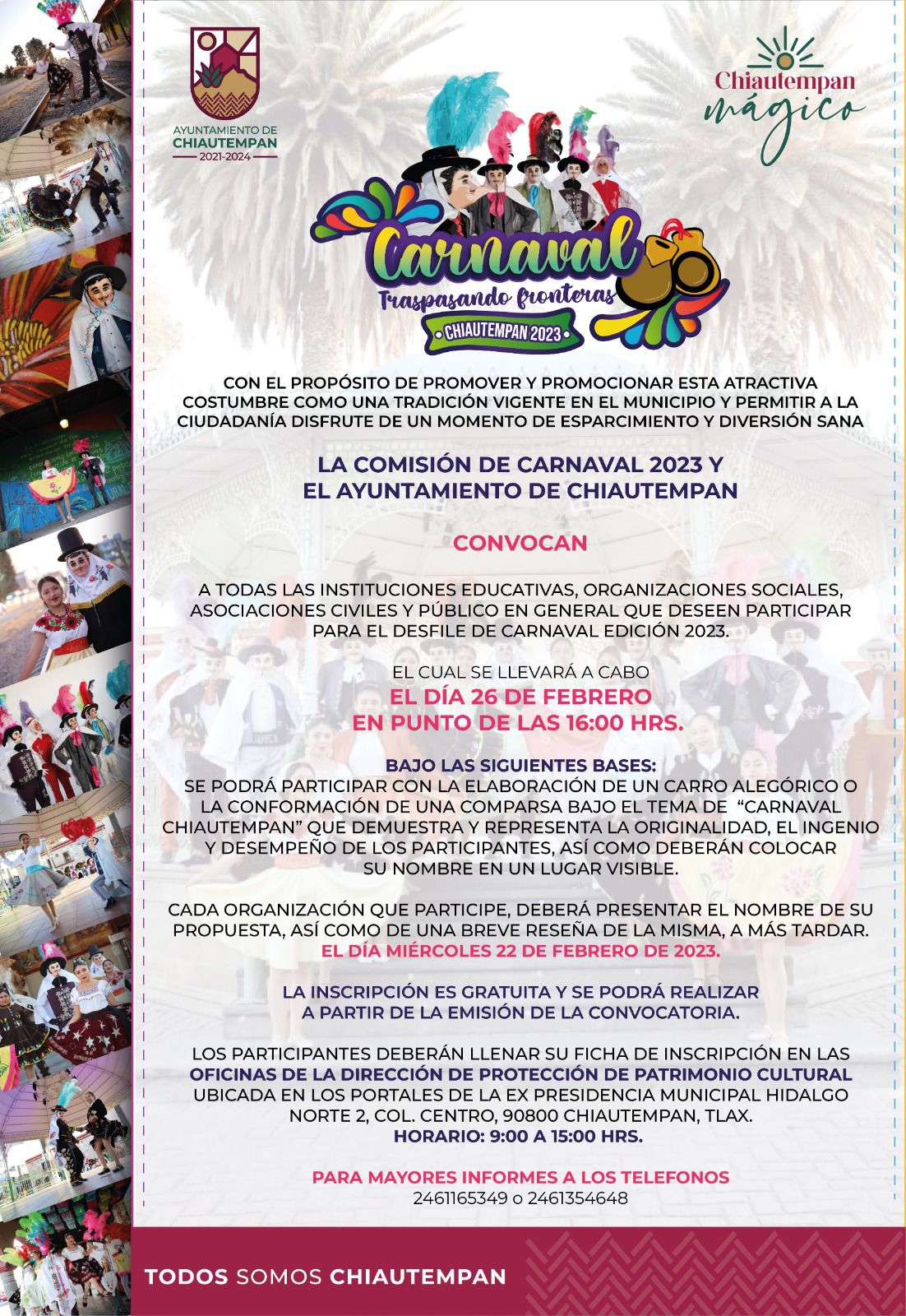 Convoca Ayuntamiento de Chiautempan a participar en el desfile de Carnaval 'Traspasando fronteras