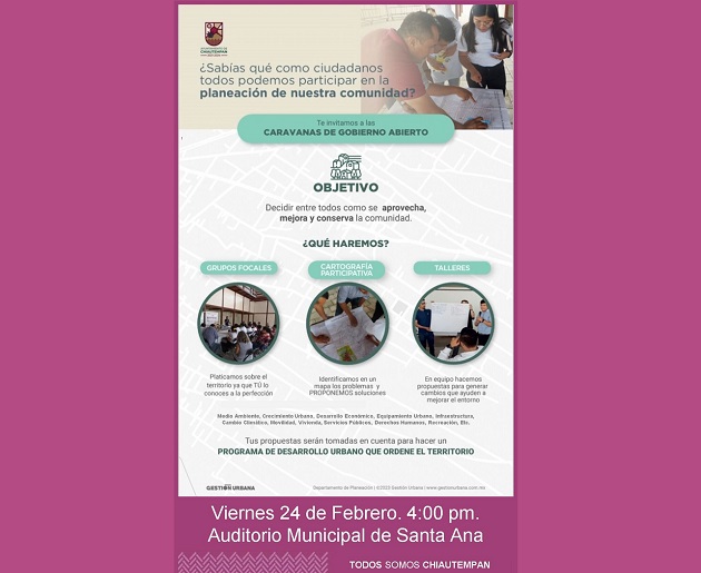 Invita Chiautempan a participar en la Caravana de Gobierno Abierto