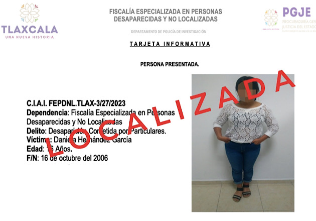Policía de Investigación localiza a menor de edad en el municipio de Calpulalpan: PGJE