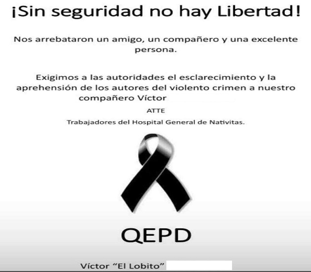 Personal del Hospital General de Nativitas exige justicia por asesinato de compañero