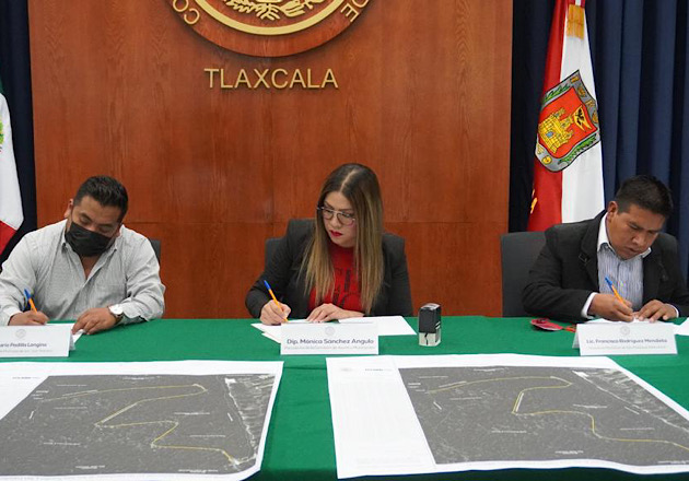 Encabeza diputada Mónica Sánchez firma de convenio para definir límites territoriales intermunicipales